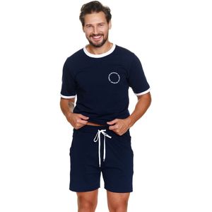Doctor Nap Katoenen Pyjama Heren Volwassenen Korte Mouw Korte Broek Shortama DN Polo Navy PMB.7216 M