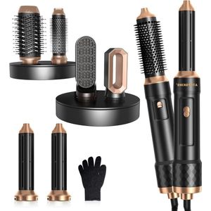 6-in-1 warme luchtborstelset 1000 W Airstyler föhnborstel negatieve ionen haardrogerset met ronde borstelstyler - haardrogerstyler met stijlborstel