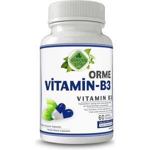 Orme Vitamine B3 Extract Capsule - 60 Capsules - Zeer Goed Opneembare Vorm van Vitamine B3 - 1 CAPSULE 1000 MG EXTRACT - Voor Pellagra - 60.000 mg Kruidenextract - Geen Toevoegingen - Beste Kwaliteit