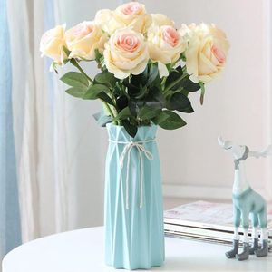 Vazen tafeldecoratie, keramiek, moderne vazen, vintage, blauwe vazen ​​voor pampagras, bloemen, droogbloemen, blauwe vazen ​​voor bloemen, vazen ​​voor bruiloft, porselein, tulpenvaas, keuken, kantoor, woonkamer, 24 x 8 cm