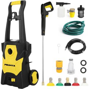 Krachtige 110Bar Hogedrukspuit 1600W - Compacte Elektrische Waterpomp met 6L/min Stroom & LED Display, Geschikt voor Oprit/Balkon/Ontvetten van Motoren
