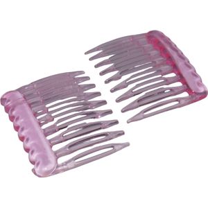 Haarkam-Zijkam transparant lichtroze mini