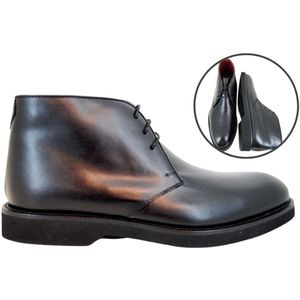 Stravers - Halfhoge Heren Desert Boots Maat 49 Zwart Grote Maten Stijlvolle Halfhoge Veterschoenen