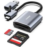 SD Kaart Lezer - Aluminium Grijs - USB-C en USB-A - Snelle Gegevensoverdracht