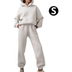 Bovista Joggingpak Dames - Huispak - Trainingspak - Volwassenen - Capuchon - Jogging Pak - Joggingspak - Wit - Maat S