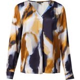 COMMA Blouse  navy / mosterd / grijs / wit