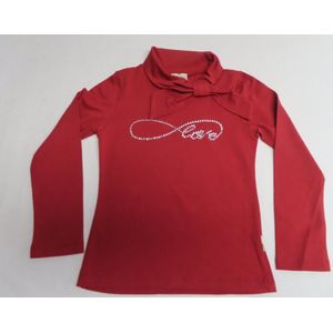 T-Shirt met lange mouw - Meisje - Wijn rood - Effen - Sjaalkraag - 6 jaar 116