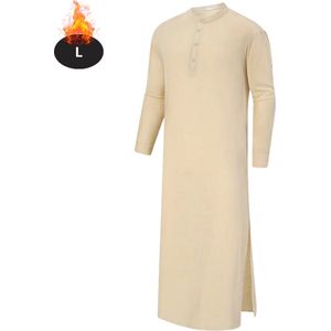 Bovista Islamitische Kleding - Djellaba Heren - Moslim Kleding - Arabisch Mannen Kaftan - Alhamdulillah - Khaki L