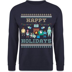 Spreadshirt Playmobil Familie Happy Holidays Ugly Christmas Mannen Sweater