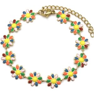 Armband Dames - Bloemen - RVS - Multicolor