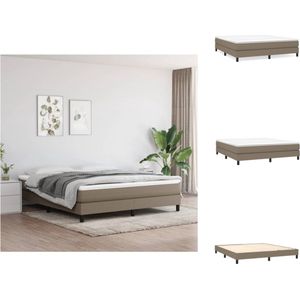 vidaXL Boxspringbed - Maximaal ontspannen en comfortabel slapen - Duurzame stof - Pocketvering matras - Middelharde ondersteuning - Huidvriendelijk topmatras - Multiplex lattenbodem - Kleur- taupe - Afmetingen- 203 x 180 x 25 cm - vidaXL - Bed