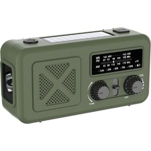 Noodradio - Groen - Emergency Radio - Solar, Hand Crank & Powerbank - AM/FM/WB