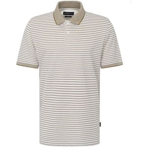 Bugatti Bugatti polo beige gestreept wijde fit katoen - Maat S