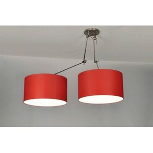 Lumidora Hanglamp 30099 - BROOKLYN - 2 Lichts - E27 - Rood - Textiel