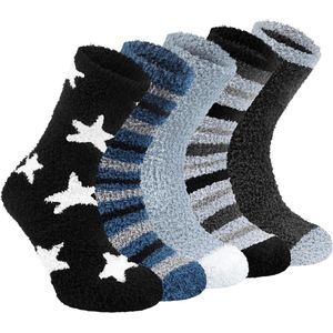 Green Glow - 5 paar warme knuffelsokken voor heren en dames, comfortabel en zacht met wol, ideaal voor thuisgebruik