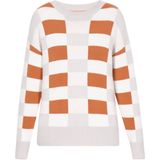 MYMO - Back To School - Gebreide Trui - Cognac / Lichtgrijs / Wit