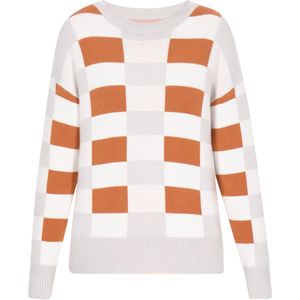 MYMO - Back To School - Gebreide Trui - Cognac / Lichtgrijs / Wit