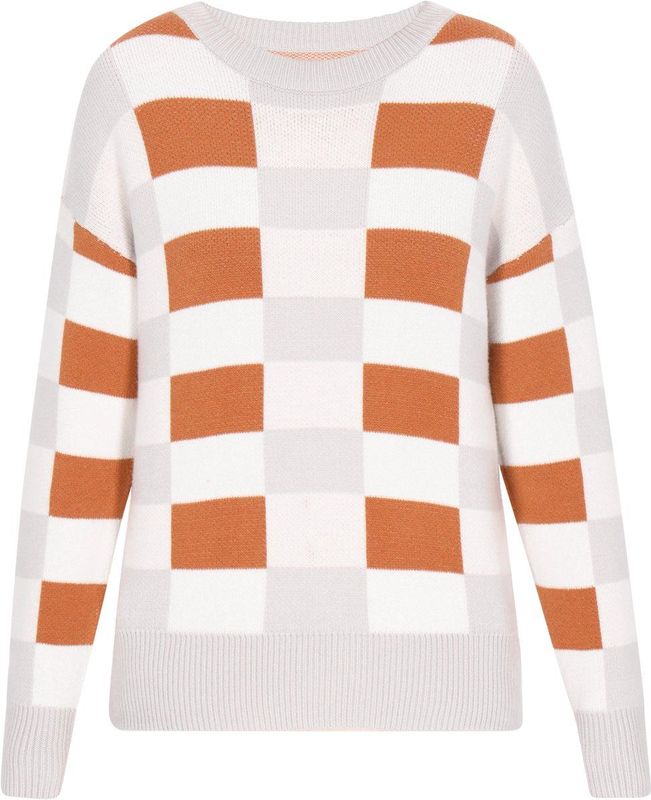MYMO - Back To School - Gebreide Trui - Cognac / Lichtgrijs / Wit