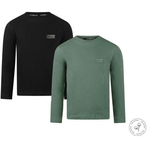 Koko Noko - Basic collection - Biologisch katoen - 2 Shirts - Lange mouwen - Donkerblauw - Dark Green - Maat 92