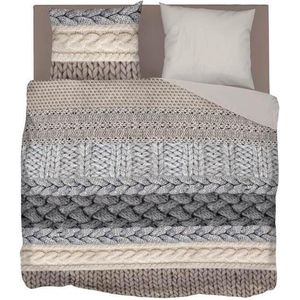 Snoozing Knitted Wool - Flanel - Dekbedovertrek - Tweepersoons - 200x200/220 cm - Multi kleur
