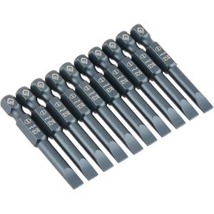 Sleuf-schroevendraaier-bit set van gelegeerd staal 10 stuks - met zeskantgreep - 1/4 inch Hex Shank - 50mm S2 - H6.3 * 50 * SL5mm .