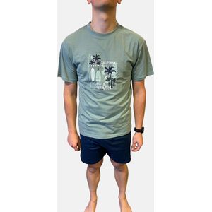 Cocodream Quality - Heren licht blauwe pyjama - Maat M - Mannen - Khaki -