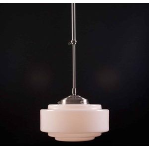 Art deco hanglamp Cambridge | Ø 30cm | opaal wit | glas | staal | pendel lang verstelbaar | woonkamer / eettafel | gispen / retro / jaren 30