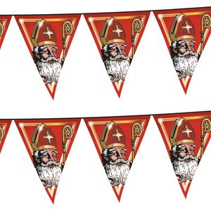 3x stuks sinterklaas met mijter en staf vlaggenlijn / slinger rood - 5 meter - Sint versiering