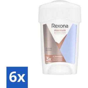 6 x Rexona - Deodorant Stick - Women Maximum Protection Clean Scent - Anti-transpirant - 45 ml - Anti-transpirant - Deodorant - Zweet - Lichaamsgeur - Bescherming