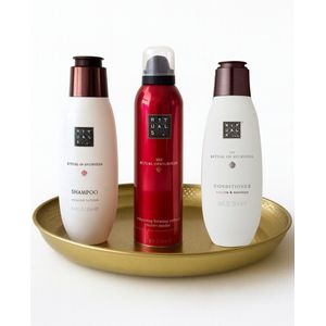 Rituals - Ayurveda - Luxury Set - Shampoo 250 ml + Conditioner 250 ml + Shower Gel 200 ml + Stijlvol Gouden Rond Dienblad