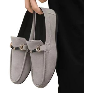 Livano Loafers Heren - Met Hak - Herenschoenen - Instappers - Grijs - Maat 39.5