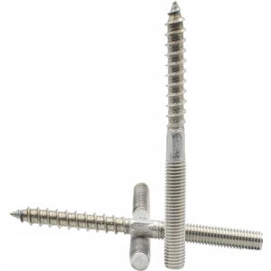 M8x60 RVS A2 Schroef voor Hout - Dubbele Schroefdraad