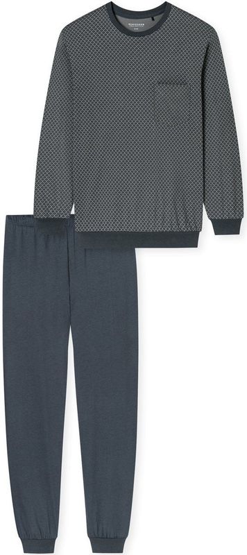 Schiesser - Comfort Essentials - Pyjama - Grijs - Katoen - Lange Mouw