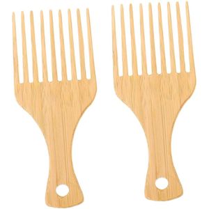 longziming -2 Stuks Bamboe Haarkammen – Brede Tanden Kammen voor Mannen & Vrouwen – Antistatisch, Duurzaam & Milieuvriendelijk – Geschikt voor Krullend, Steil en Nat Haar – Huidvriendelijke Haarstyling Kam Set