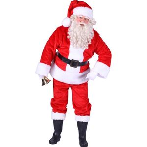 Kerstman kostuum pluche maat XL rood bestaande uit jas, broek, muts en riem