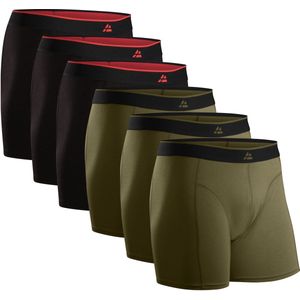 DANISH ENDURANCE Boxershorts Bamboe Viscose Heren Ondergoed - ultiem draagcomfort - 6 pack - Zwart/Olijfgroen - Maat M