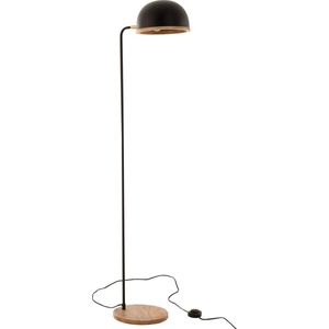 J-Line Staande Lamp Evy - ijzer/hout - zwart/naturel