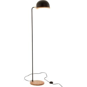 J-Line Staande Lamp Evy - ijzer/hout - zwart/naturel