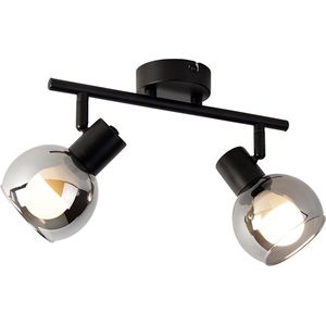 QAZQA vidro - Art Deco Dimbare LED Smart Plafondspot | Spotje | Opbouwspot incl. wifi met Dimmer - 2 lichts - L 41.1 cm - Zwart - Woonkamer | Slaapkamer | Keuken