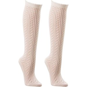 Dames kniekousen | met haakpatroon | zwart of wit | maten 35-38 en 39-42 | per 3 paar