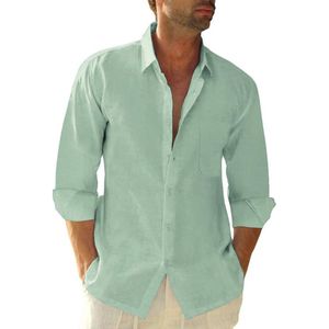 Casual Linnen Overhemd voor Heren met Lange Mouwen en Knoopsluiting