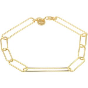 Armband - Geelgoud - 925 Zilver - Paperclip - Platte Buis
