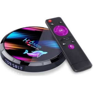 H96 MAX X3 8K UHD Smart TV Box met afstandsbediening, Android 9.0 Amlogic S905X3 64-bit Quad-Core ARM Cortex A55 CPU, 4GB + 128GB, ondersteuning voor Dual Band WiFi / AV / HDMI / RJ45 / SPDIF / USB / TF-kaart