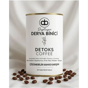 DB Diëtist door Derya Binici DB Detox Koffie - Oploskoffie - Paardenbloem - Guarana - L-carnitine - Bromelaïne - Johannesbrood - Kersenstengel - Collageen - Kaneel - 30 Koffie sticks