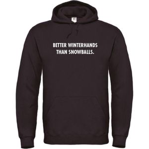 Better winterhands than snowballs wintersport hoodie zwart L - wit - soBAD. | Foute apres ski outfit | kleding | verkleedkleren | wintersporttruien | wintersport dames en heren