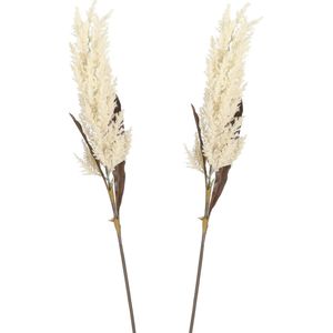 Mica Decorations Pampasgras pluim losse steel/tak - 2x - creme wit - 88 cm - Decoratie kunst bloemen
