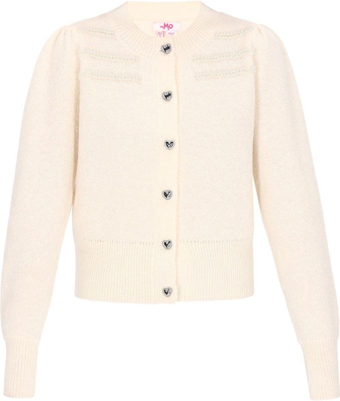 MYMO - Gebreid Vest - Wit - Effen - Lange Mouw