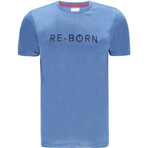 Re-Born - Sportkleding - Sport t-shirt - Logo shirt - Korte mouw t-shirt - Langer shirt - Heren - Petrol blauw - Maat L