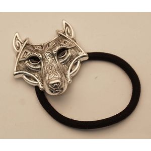 Haarelastiek metaal keltische wolvenkop in de kleur zilver - haarelastiek wolf - celtic haarelastiekje - haarelastiek volwassen - keltische haarelastiekjes - nikkelen celtic haarelastiekjes - prachtige wolvenkop haarelastiekje