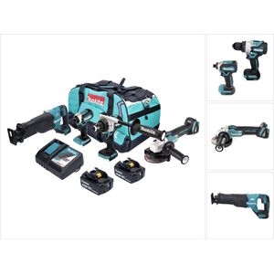 Makita DLX4157TX1 Accu Combiset 4-delig 18V 5.0Ah in Tas